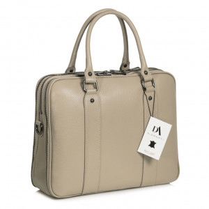 Servieta din piele naturala laptop 14" DiAmanti Savona Taupe Deschis
